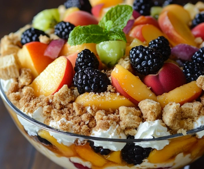 Peach Cobbler Cheesecake Fruit Salad