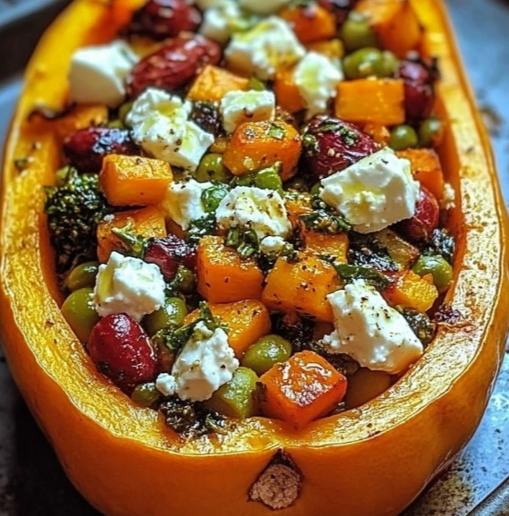 Stuffed Roasted Butternut Squash fresh from the oven