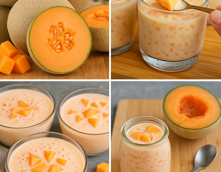 Cantaloupe sago pudding served cold – perfect for summer desserts