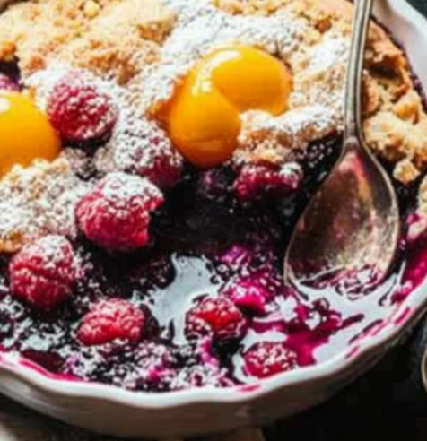 Delicious peach and raspberry cobbler – perfect summer desserts
