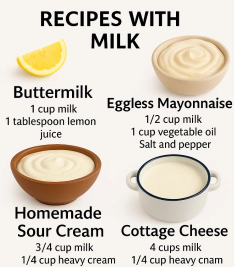 Homemade recipes with milk – buttermilk, mayonnaise, butter