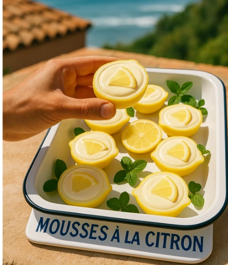 Lemon Posset in Lemon Shells served on a platter