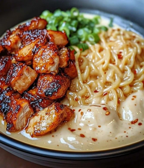 Spicy Chicken Ramen with Creamy Garlic Sauce