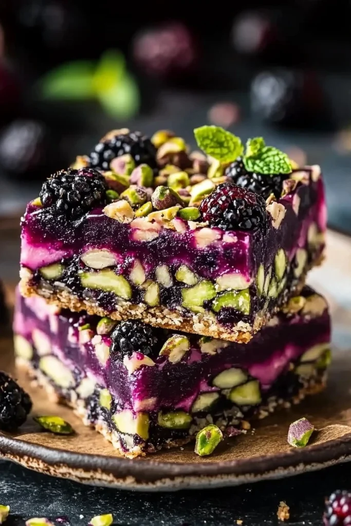 Blackberry Pistachio Dream Bars