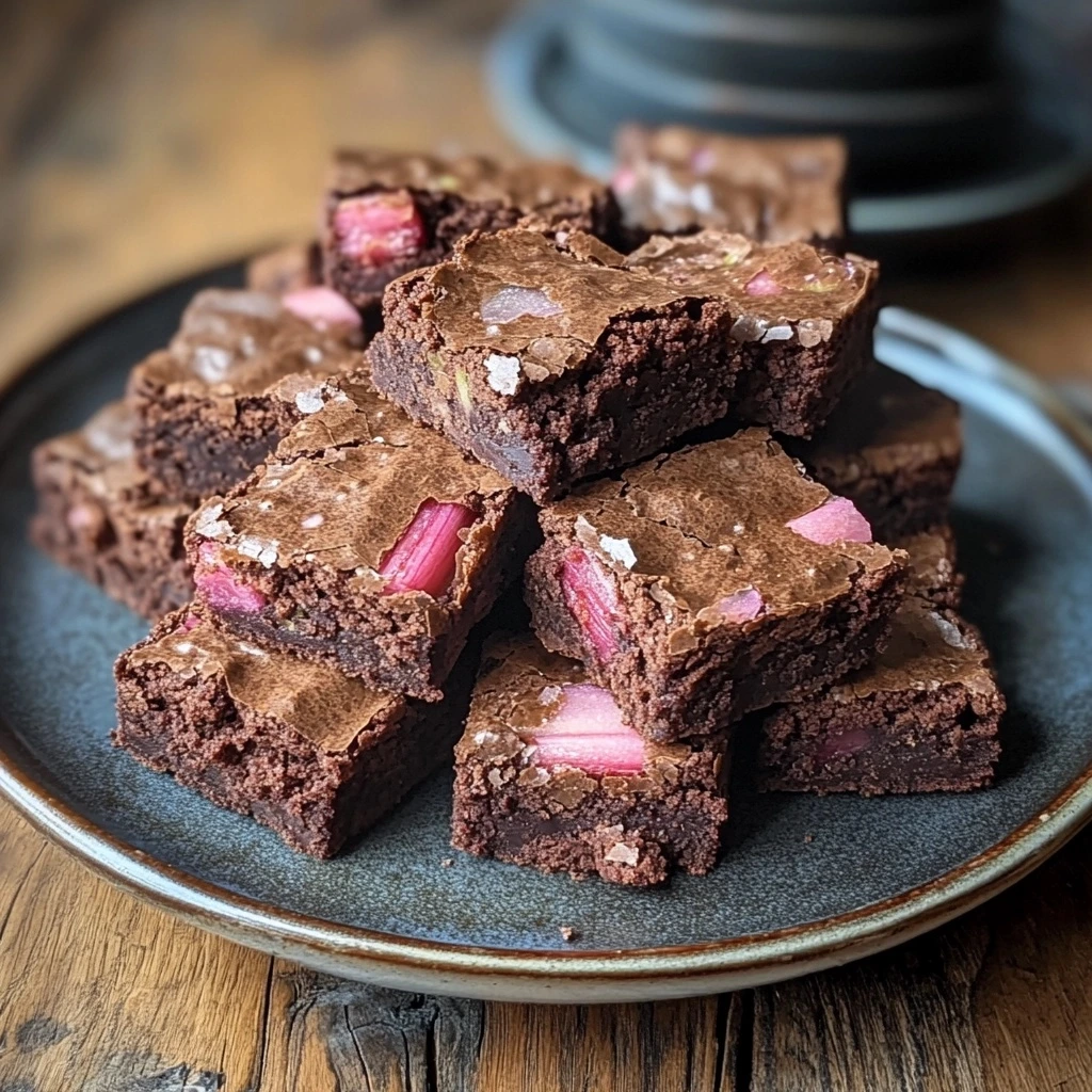 Chocolate Rhubarb Brownies