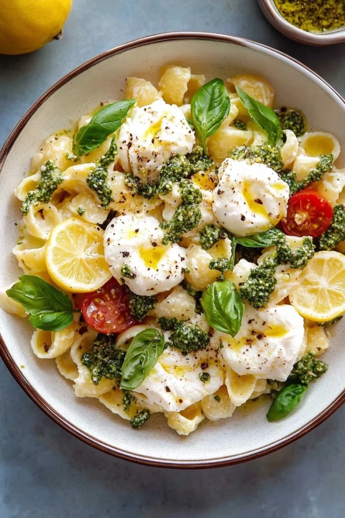 Lemon Burrata Pasta Salad
