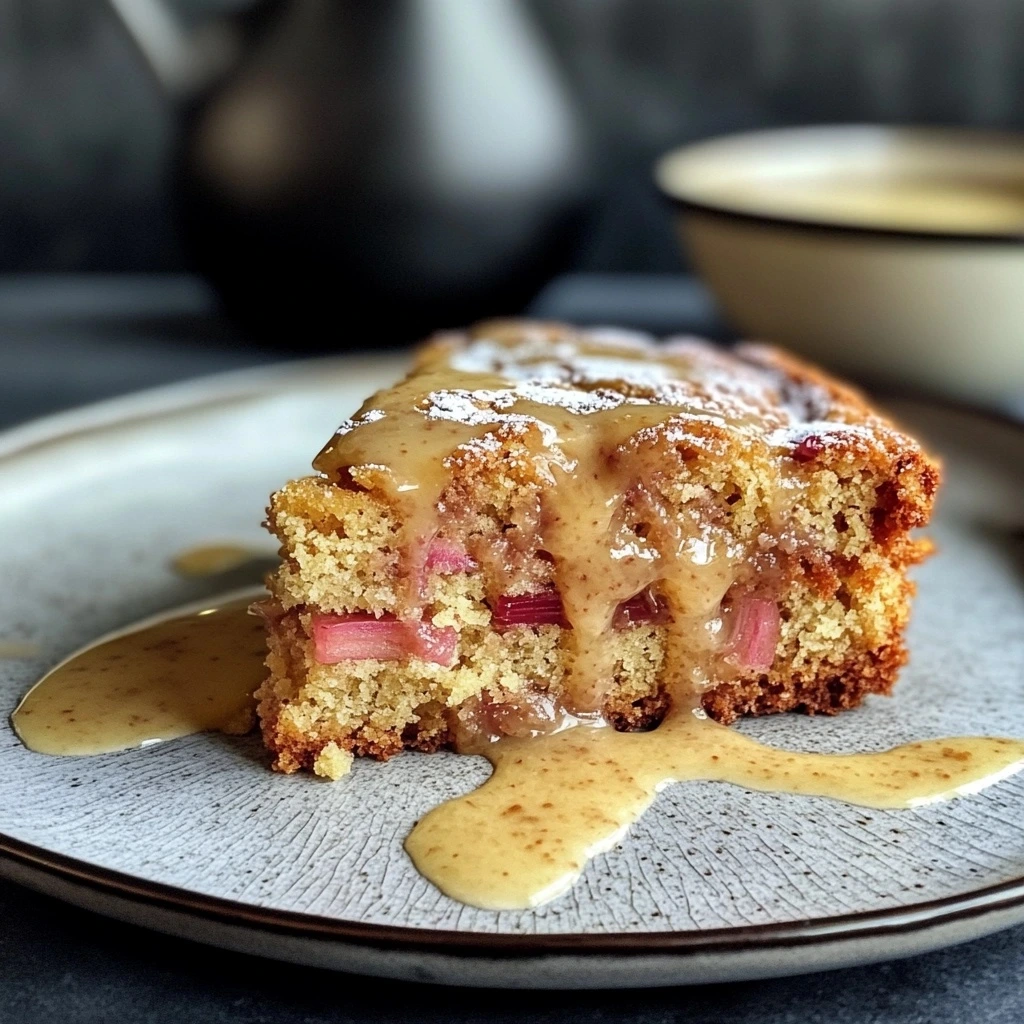 Rhubarb Cake with Butter Sauce