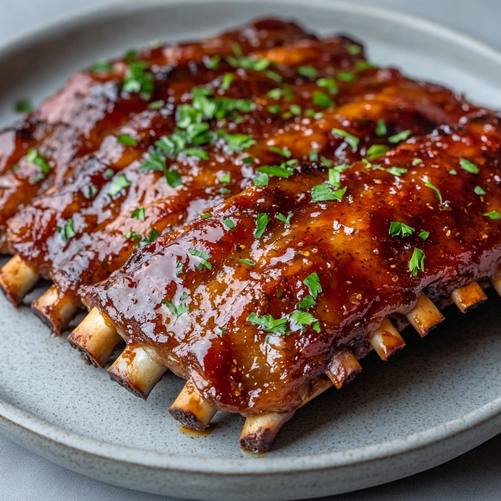Sticky BBQ Glazed Ribs with Fresh Herbs