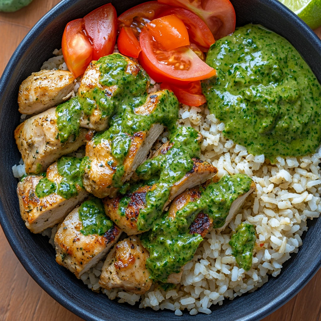 Peruvian Chicken & Rice with Green Sauce