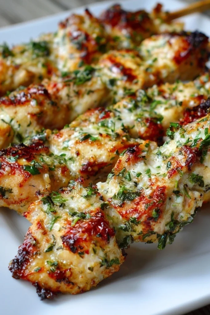 Garlic Parmesan Chicken Skewers