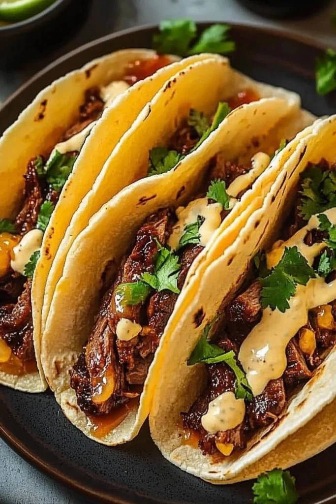 Garlic Butter Honey BBQ Beef Tacos