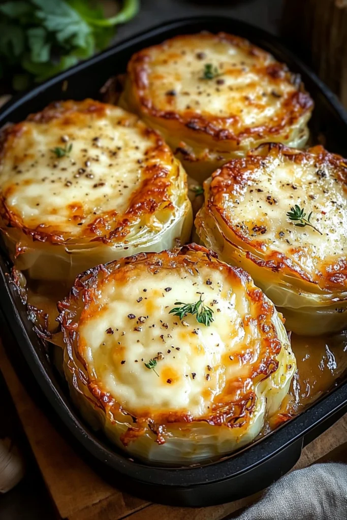 Roasted Cabbage Steaks with Cheese
