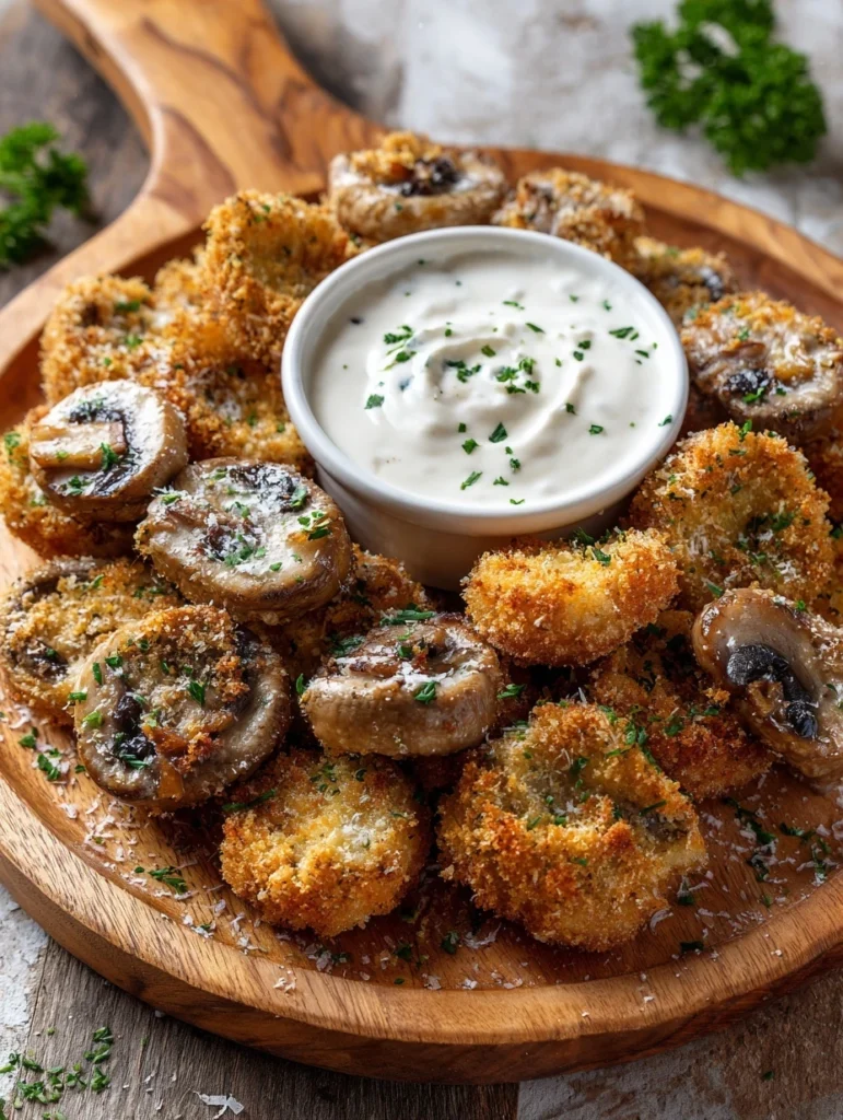 Fried Sliced Mushrooms with Ranch