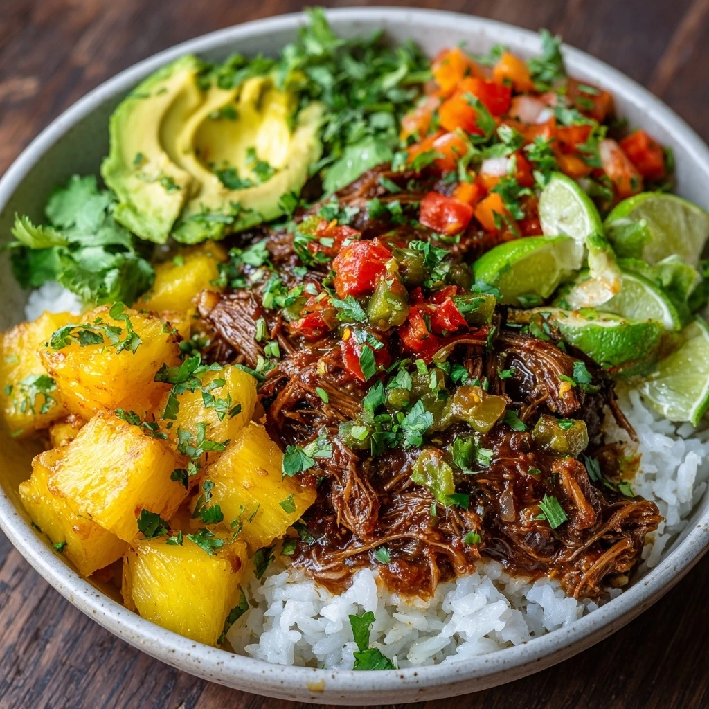 Crockpot Chipotle Pineapple Pot Roast Bowls