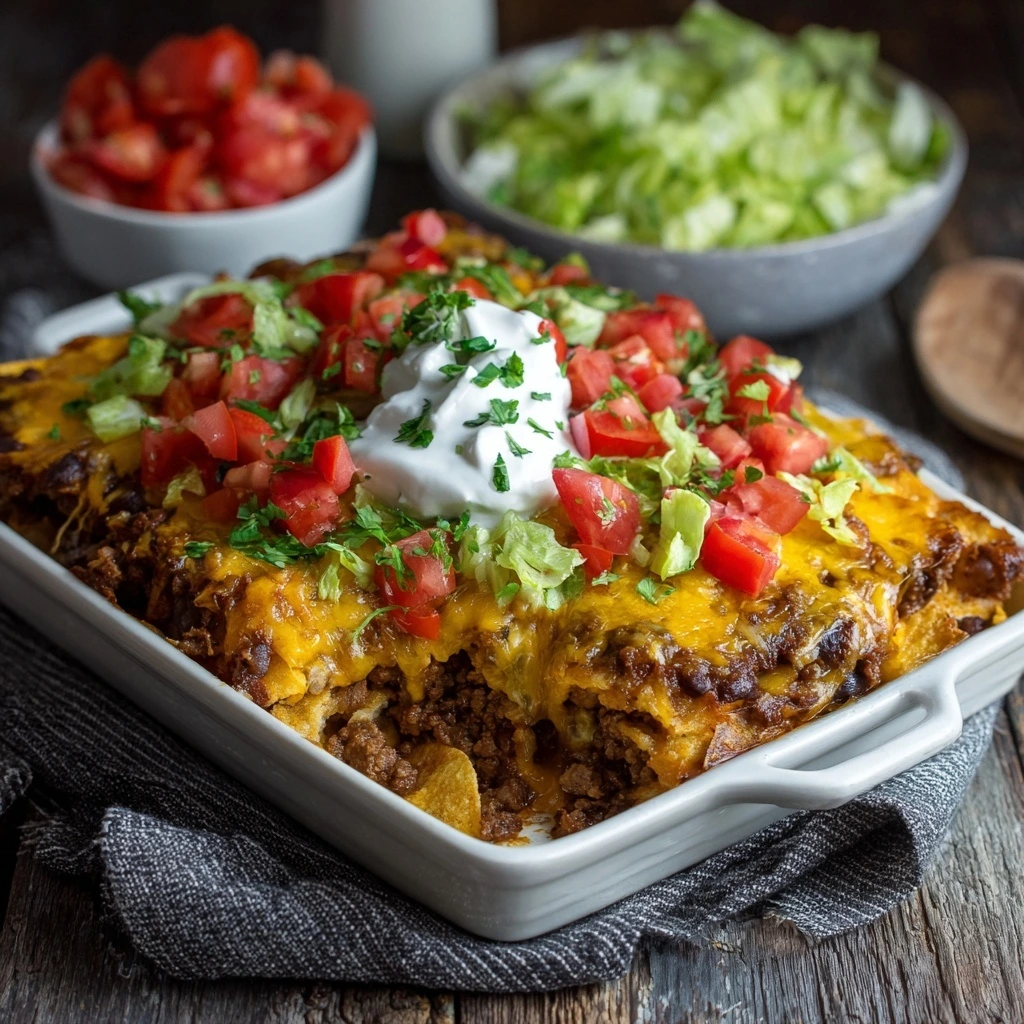 Easy Beef & Bean Burrito Bake Casserole