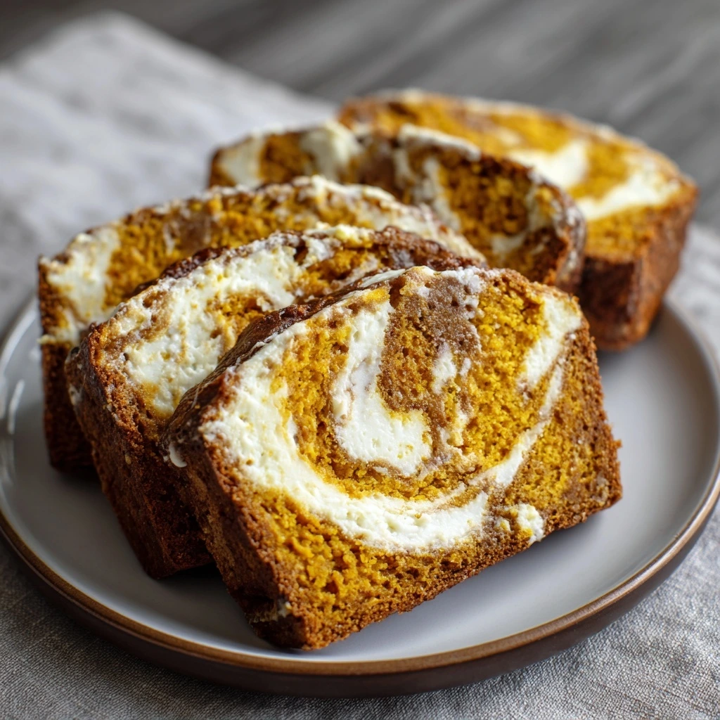 Pumpkin Bread with Cream Cheese Swirl