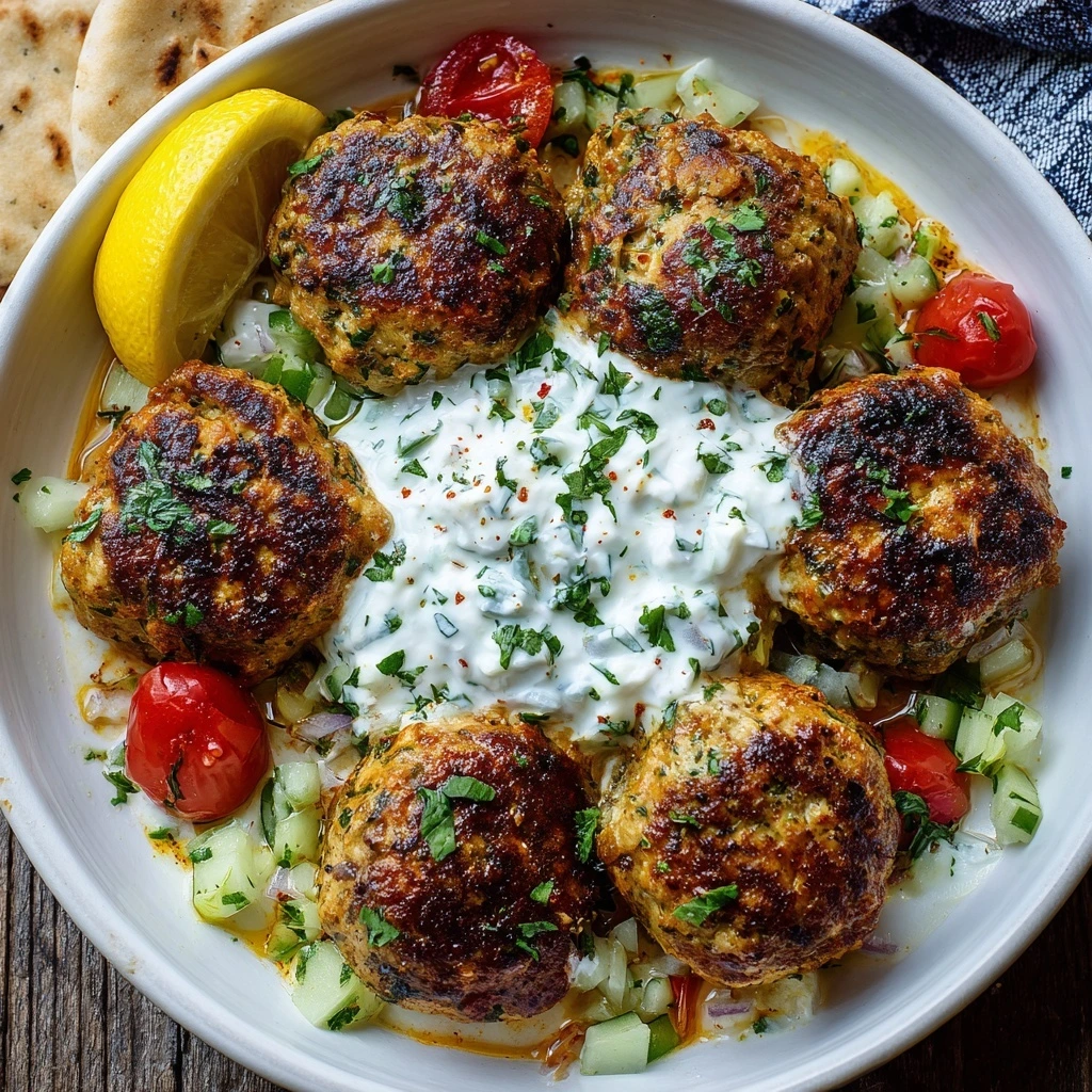 Greek Turkey Meatballs with Tzatziki