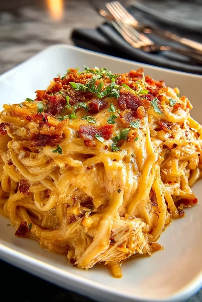 Irresistible Spicy Southern Chicken Spaghetti Casserole