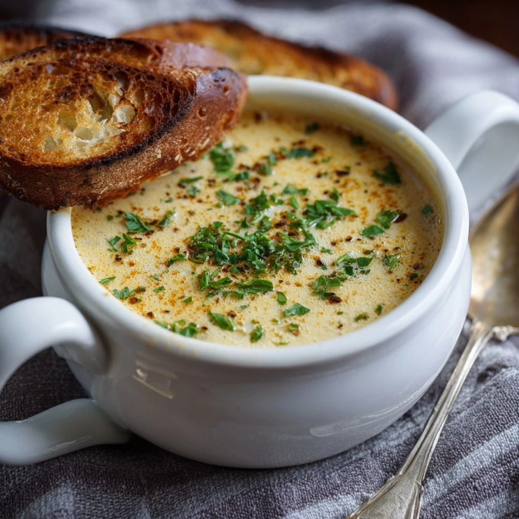 Velvety Country French Garlic Soup
