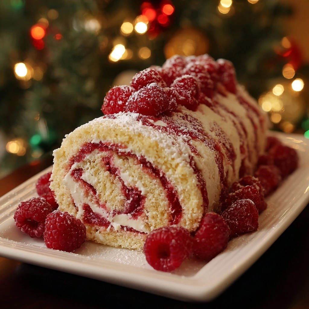 Raspberry Swirl Christmas Roll