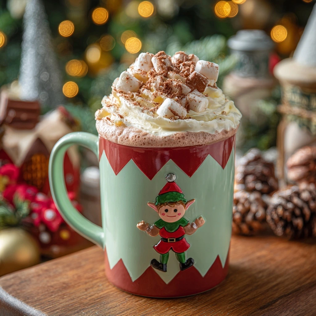 Festive Hot Chocolate with Whipped Cream & Marshmallows